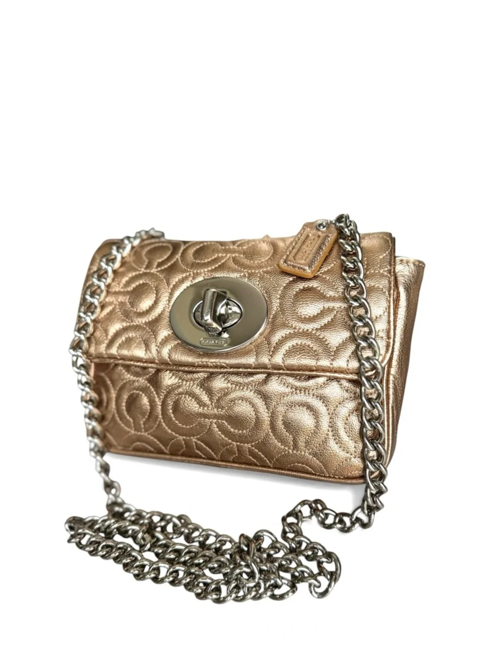 🆕 Coach Metallic Leather Madison Chain Mini Shoulder Bag Crossbody